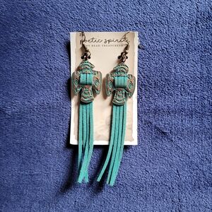 NWT Thunderbird Bronze and Turquoise Color Boho Earrings